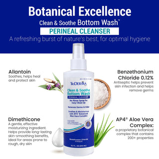 Clean & Soothe Bottom Wash Perineal Cleanser, Incontinence Spray Wash