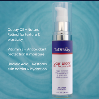 Scar & Stretch Mark Skin Recovery Oil with Cacay – Scar Treatment for Stretch Marks, New & Old Scars | Fast-Absorbing Dry Healing Oil