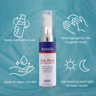Scar & Stretch Mark Skin Recovery Oil with Cacay – Scar Treatment for Stretch Marks, New & Old Scars | Fast-Absorbing Dry Healing Oil